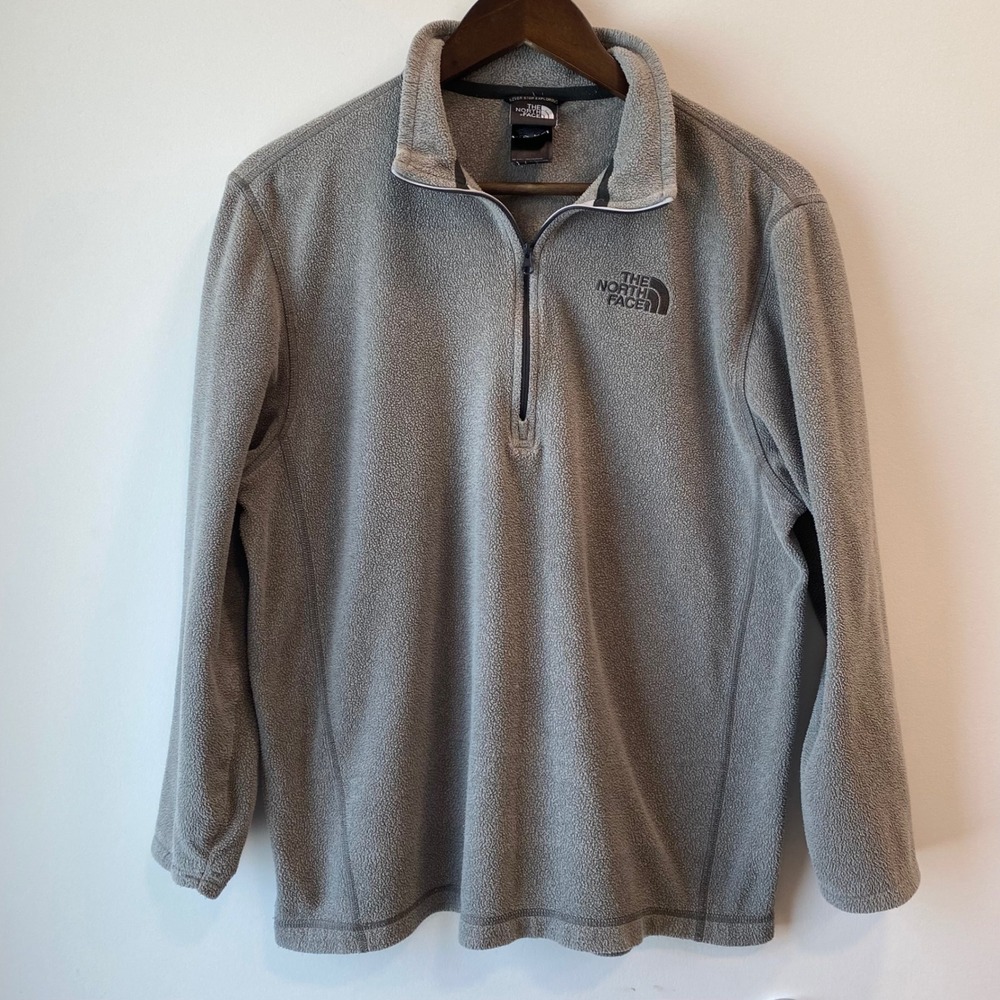 The North Face Fleece Pullover Mens M Grey TKA 100 Quarter Zip Jacket Hiking